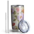 thumbnail image 3 of Gobelet 20oz avec Couvercle et Paille en Acier Inoxydable Rose Fleurs Roses Gobelet Isolé sous Vide pour Eau Café, Double Paroi Gobelet de Voyage Réutilisable pour Boissons Chaudes, 3 of 5