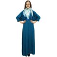 thumbnail image 1 of Bimba Robe Maxi pour Femme avec Pompon avec Foulard Boho Bleu Robes d'Été-4, 1 of 6
