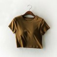 thumbnail image 2 of fatyb Hauts Courts pour Femmes à Manches Courtes avec Soutien-Gorge Intégré Hauts de Sortie Col Ras du Cou Entraînement T-Shirts Basiques Rembourrés, 2 of 3