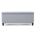 thumbnail image 1 of Aurla Contemporary Fabric Storage Ottoman, Light Gray, 1 of 9