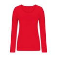 thumbnail image 4 of Chandails à Manches Longues pour Femmes Hauts Ajustés Col Rond T-Shirts Ajustés Hauts de Sortie T-Shirts Basiques Rouge, 4 of 6