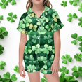 thumbnail image 2 of MIASHUI Ensemble de Pyjama Deux Pièces pour Garçons et Filles, Manches Courtes, Vert Clair, 6-7 Ans, 2 of 4