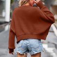 thumbnail image 4 of Timegard Women's Sweaters Cropped 2024 Fall Winter Sweater Long Sleeve Pullover Side Slit Knit Tops, 4 of 4