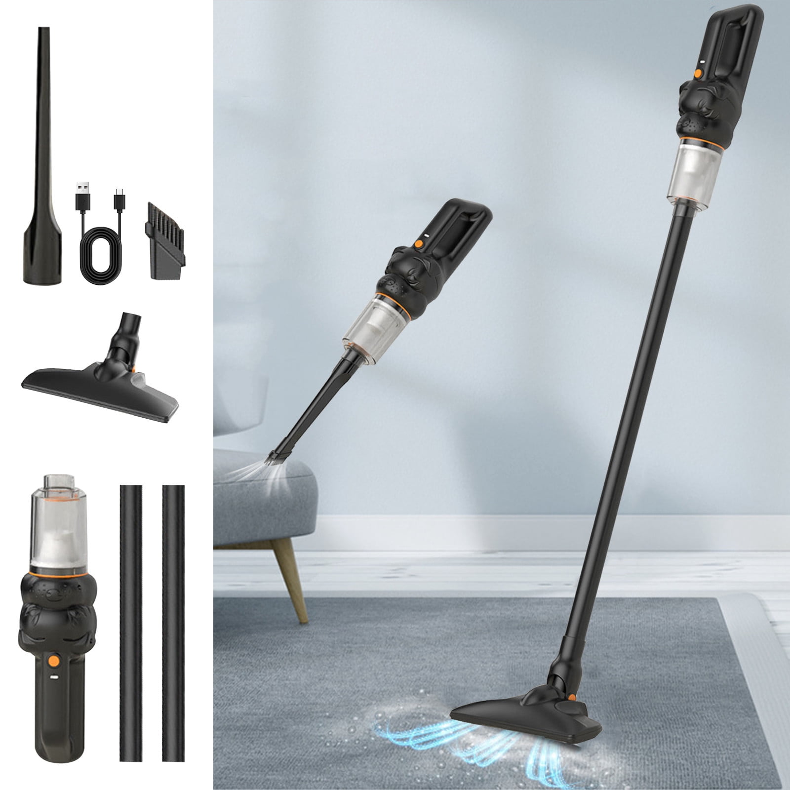 PEONAVET cordless vacuum cleaner Household Wireless Handheld Large Suction Duster Quiet Low Noise Powerful Vacuum Cleaner Can Be Switched Between Short and Long