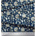 thumbnail image 2 of Soimoi Modal Satin Fabric Leaves & Floral Block Print Fabric by Yard 42 Inch Wide, 2 of 3