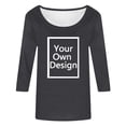 thumbnail image 3 of Hiiyo T-Shirt à Manches 3/4 pour Femme à Col Rond, T-Shirt Décontracté Uni, Gris Foncé TTG, 3 of 6