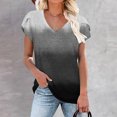 thumbnail image 2 of Pompotops T-shirt Décontracté à Col en V pour Femmes de Printemps et d'Été, Haut Imprimé à Manches Courtes, Liquidation, 2 of 5