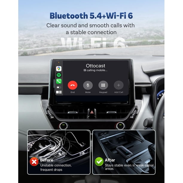 Ottocast Play2video Ultra Ver, 2-in-1 Wireless CarPlay & Android