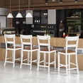 thumbnail image 2 of Costway Wooden Bar Stool Set of 4 Bar Chairs with LVL Rubber Wood Frame, Backrest, Footrest White, 2 of 10