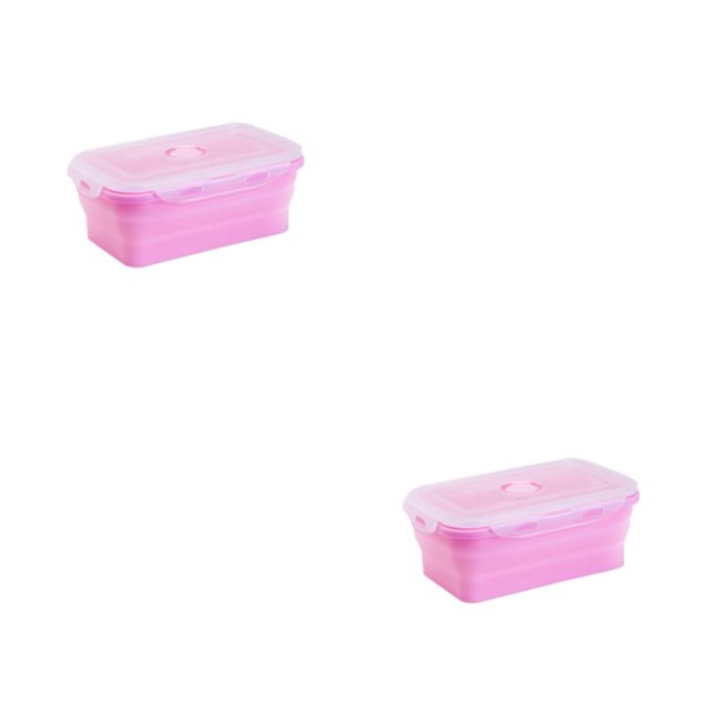 Thinsony Silica Gel Lightweight And Compact For On--Go Sealed Preservation Box Microwave Lunch Box Silicone Lunch Box pink 540ml 2Set