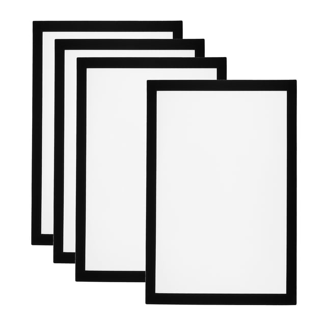 Unique Bargains A4 Magnetic Sign Holder, 4 Pack Magnetic Display Frame Self-Adhesive Picture Frame for Refrigerator, Black