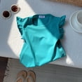 thumbnail image 3 of LUOGENLI T Shirt for Girls Girls Ruffle Sleeve T Shirt Solid Color Vest Girls Basic Short Sleeve Maxi Tops Sets Girls 2 Piece Outfits Plus Size Green 2-3Years, 3 of 3