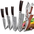 thumbnail image 1 of Kitchen Knife Set with Scissor,Stainless Steel Kitchen Shear and Professional Butcher Knife Hammered Non Stick Blade Cooking Tool, 1 of 6