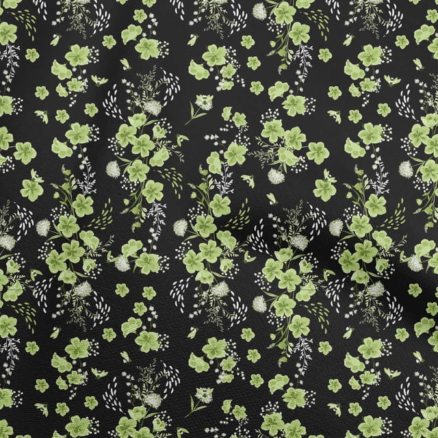 oneOone Rayon Green Fabric Floral Craft Projects Decor Fabric Printed By The Yard 56 Inch Wide