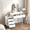thumbnail image 1 of Coiffeuse avec Miroir et Lumières, Table de Maquillage Moderne avec 2 Tiroirs et Armoire Réglable à 3 Tiroirs, Coiffeuse en Bois et Commode Combinées pour Chambre, 1 of 7