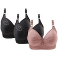 thumbnail image 1 of Bras for Women, 3PCS Womans Printing Gathered Together Large Size Daily Bra Underwear No Rims, 1 of 9