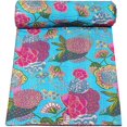 thumbnail image 1 of ColorFull House Indian handmade Cotton kantha Quilt , Dotted Print Kantha Gudri Size ( King 108" x 108" ), 1 of 1