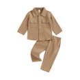 thumbnail image 1 of SUNSIOM 2Pcs Baby Boy Fall Outfits Long Sleeve Button Down Lapel Shirt + Pants Set Toddler Clothes, 1 of 9