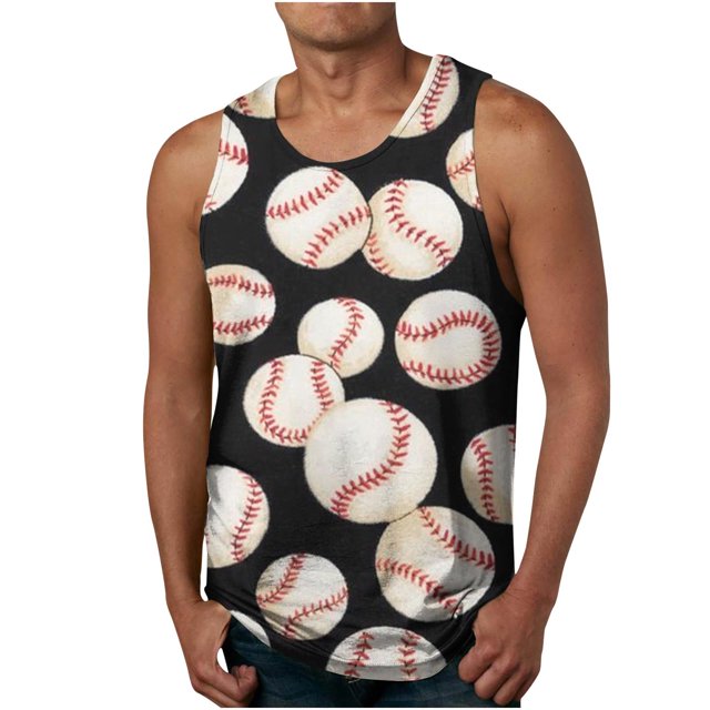 LSLJS Débardeurs de Baseball pour Hommes Été Décontractés Sans Manches T-Shirts Amusants Débardeurs Graphiques de Baseball