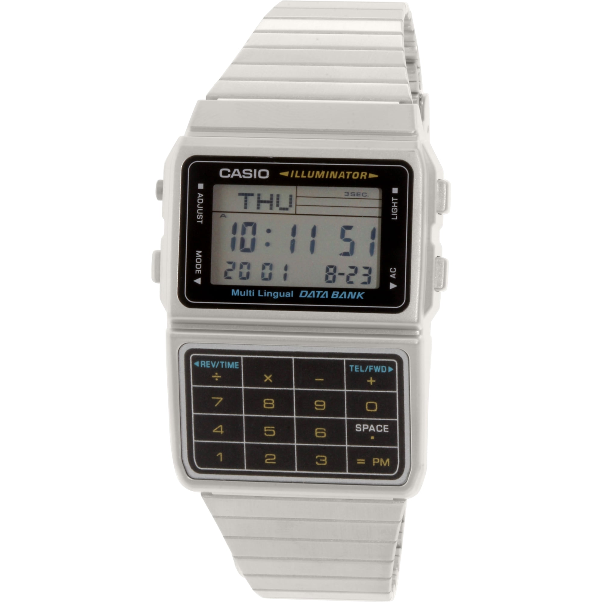 Casio Men's Silver Tone 25 Memory Calculator Databank Watch