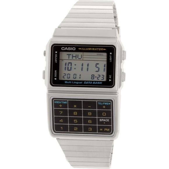 Casio Men's Silver Tone 25 Memory Calculator Databank Watch