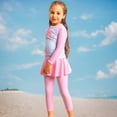 thumbnail image 4 of Girls Rashguard Swimsuit Set, Toddler Long Sleeve UV Protection Two Piece Bathing Suit with Cute Print, Kids Sun Safe Swimwear for Beach Pool Summer, 4 of 9