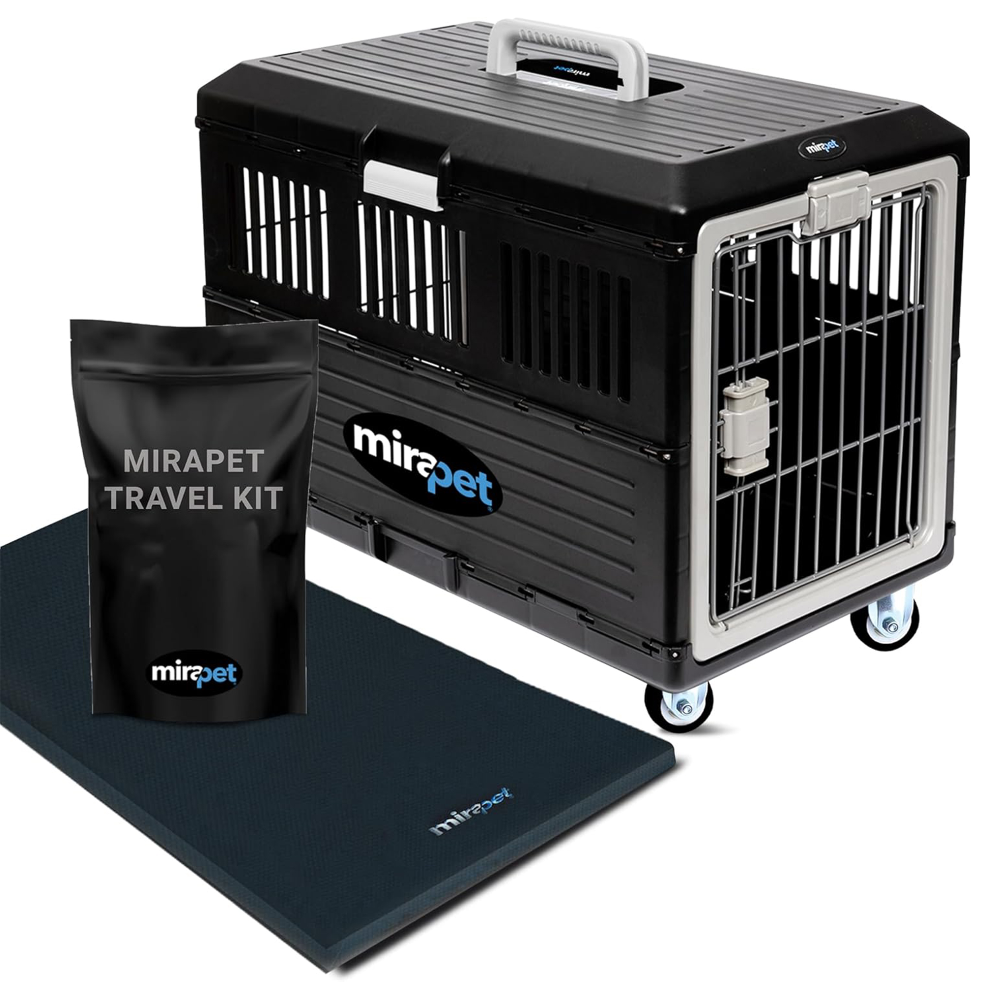 Mirapet Pet Carrier with Pad, Portable Travel Kit for Medium Cats or Dogs, 26"