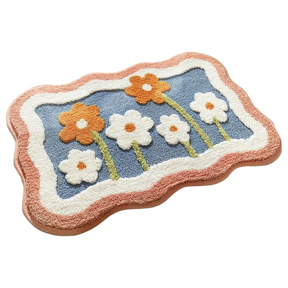 40x60cm Bath Mat Quick Drying Foot Wipe Rug Bath Mat AntiSlip Bath Mat Thick Absorbent Footwear Entryway Cute Flower Pattern Bath Mat Washable Soft Stylish 16x23.6inch