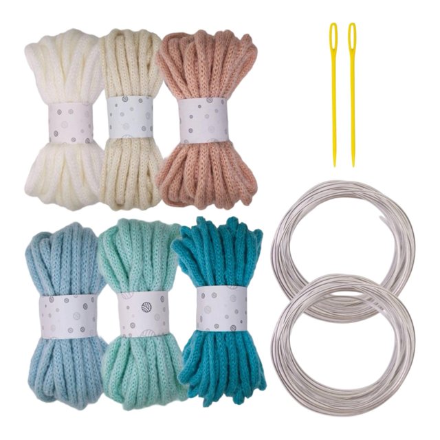 HILABEE 6 Pieces Knitted Yarn Handcrafting 5M Colorful Cushion Home Decor Craft Yarn F