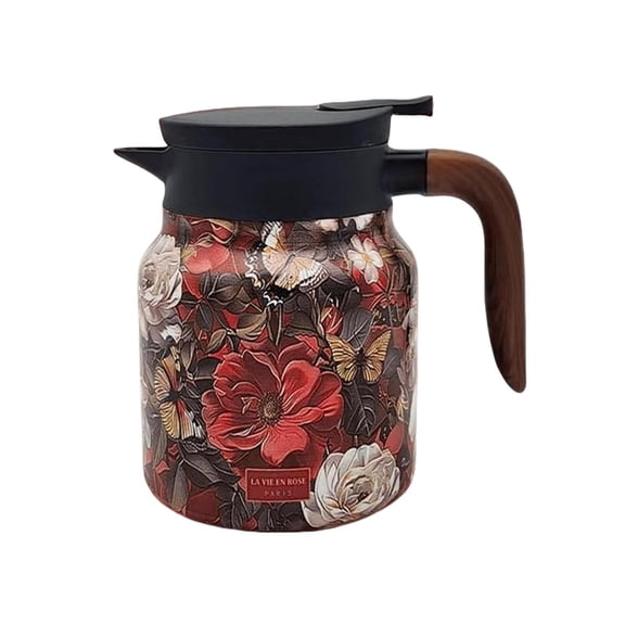Thé à Motif Floral 2025 Théière Thé avec Infuseur Intégré 27 Oz Théière en Acier Inoxydable à Motif Floral Thé avec Infuseur Longue Isolation et Tasses Tasses à Café de Noël Ensemble de Tasses à Café en Céramique Inoxydable