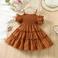 thumbnail image 3 of MEZZALL Robe Tutu pour Bébés Filles, Volants en Tulle, Couleur Unie, Princesse, Robe de Fête de Mariage, Robe d'Été Confortable, Brun, 18-24 Mois, 3 of 4