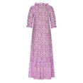 thumbnail image 4 of Penkiiy Robe Bohème d'Été pour Femme 2024 à Volants, Manches Courtes, Col en V à Franges, Volantée, Fluide, Ligne A, Maxi, L Rose Vif, 4 of 6