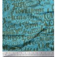 thumbnail image 1 of Soimoi Blue Velvet Fabric Just Love Forever Text Decor Fabric Printed Yard 58 Inch Wide, 1 of 3