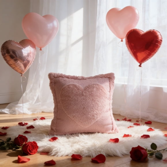 Housses de Coussin 18x18 Pouces Ensemble de 1 / Étui de Coussin Gaufré en Fausse Polaire Douce pour Sofa Canapé / Taie Décorative en Polyester Lavable à la Machine pour Salon Chambre Bureau / Saint-Valentin Wed