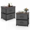 thumbnail image 1 of Gymax 2 Pcs Commode à 2 Tiroirs Organisateur de Rangement en Tissu Table de Chevet Table de Canapé, 1 of 10
