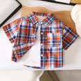 thumbnail image 2 of Zpanxa Chemise Boutonnée Garçon Mode Décontractée à Boutons Manches Courtes T-Shirt à Carreaux Col Rabattu Blouse en Coton 5 Ans, 2 of 3
