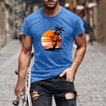 thumbnail image 1 of Meichang T-Shirts Graphiques pour Hommes T-Shirts à Col Rond Imprimés 3D Palmier Tropical Coucher de Soleil Coupe Régulière Manches Courtes T-Shirts d'Entraînement T-Shirts d'Été pour Muscles pour Hommes Aubaines de Liquidation 2024 Bleu 2TG, 1 of 5