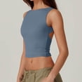 thumbnail image 3 of Yuyuzo Tank Tops for Women Crew Neck Sleeveless Basic Tank Tops Seamless Backless Solid Color Crop Shirts, 3 of 6