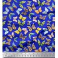 thumbnail image 1 of Soimoi Blue Cotton Duck Fabric Colorful Butterfly Printed Fabric 1 Yard 42 Inch Wide, 1 of 5