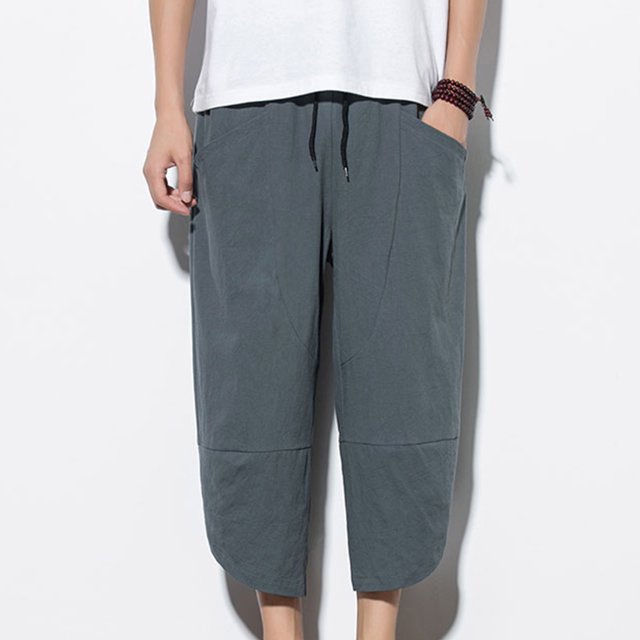 Cadeaux for Men LSLJS Men's Coton Lin Décontracté Ample Cropped Pants Mens Shorts