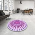 thumbnail image 4 of Ahgly Tapis Rond Lavable en Machine Intérieur Transitionnel Fleur Rose, 3 Pieds Rond, 4 of 7