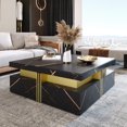 thumbnail image 1 of Noble House Table Basse Carrée Moderne de 43,3 Po avec Rangement et 4 Tiroirs, Noir, 1 of 9