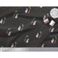 thumbnail image 2 of Soimoi Satin Silk Fabric Carrot & Rabbit Dots Print Fabric by the Yard 42 Inch Wide, 2 of 5