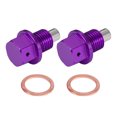 thumbnail image 1 of Unique Bargains 2 Set M12x1.25 Oil Drain Plug Magnetic Aluminum Alloy with 2 Washer for Car Motorcycle Purple, 1 of 7