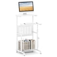 thumbnail image 1 of Costway Mobile Stand Up Desk Height Adjustable Computer Standing Desk with wheels &Footrest,White, 1 of 10