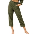 thumbnail image 2 of RKSTN Womns Pants Casual Solid Color Pockets Buttons Elastic Waist Comfortable Straight Pants Lightweight Soft Workout Pants, 2 of 5