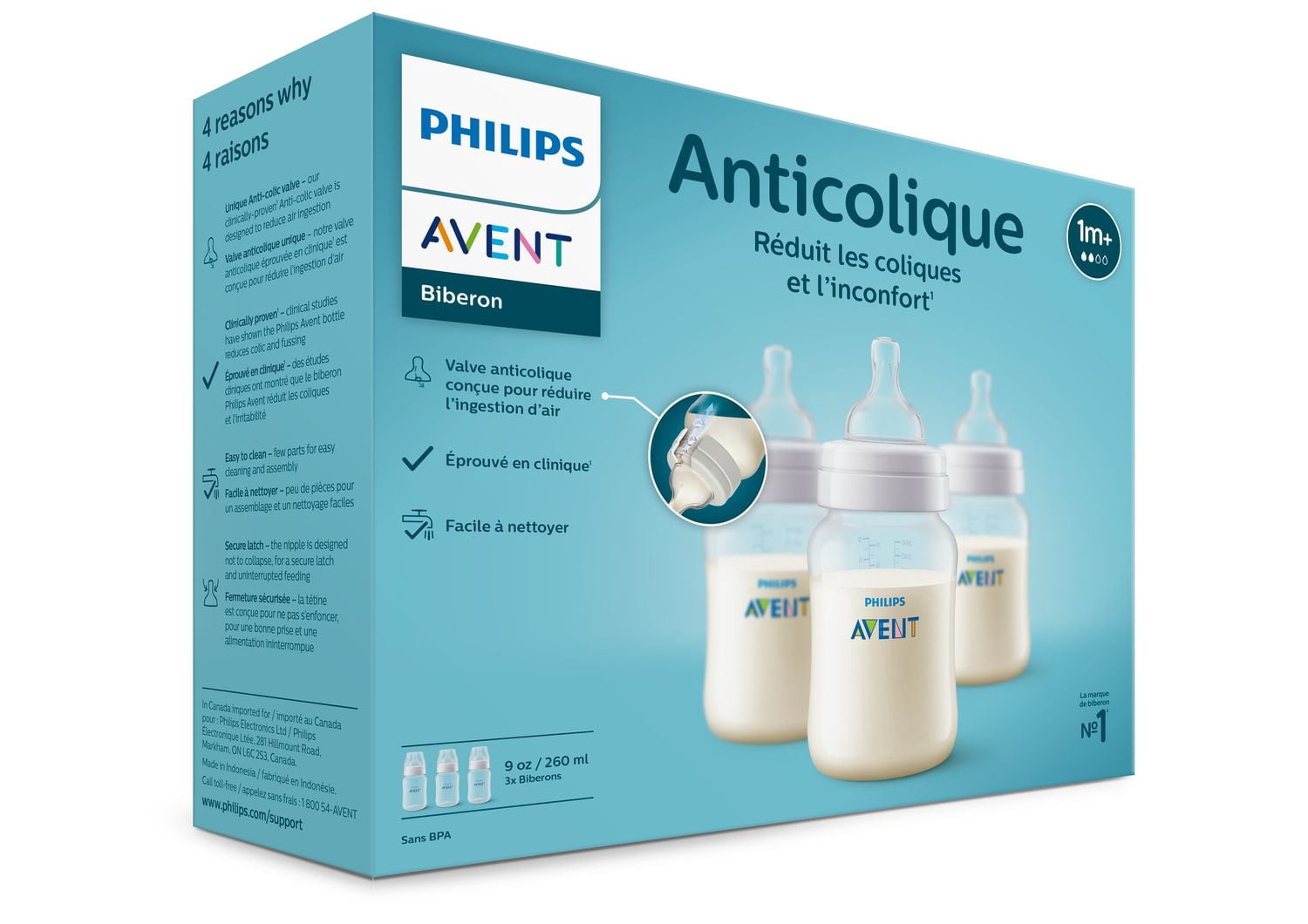 Philips Avent Anti-colic Baby Bottle, 9oz Bottle, SCY103/01