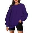 thumbnail image 2 of ORUYROP Chandails en Molleton Surdimensionnés pour Femmes Manches Longues Col Rond Chandail Décontracté Ample Couleur Unie Polaire Tops Pulls, 2 of 7