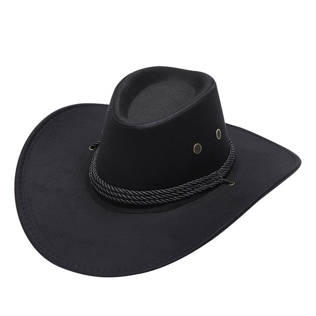 Adult Casual Wide Brim Cowboy Sun Hat - Polyester Material, Adjustable Strap, Sun Protection for Travel/Beach