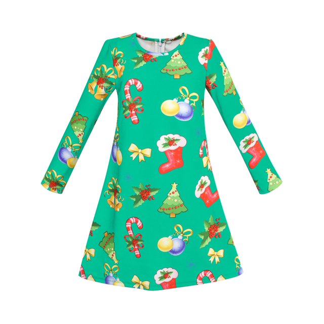 Girls Dress Green Christmas Candy Canes X-mas Tree 4 Years